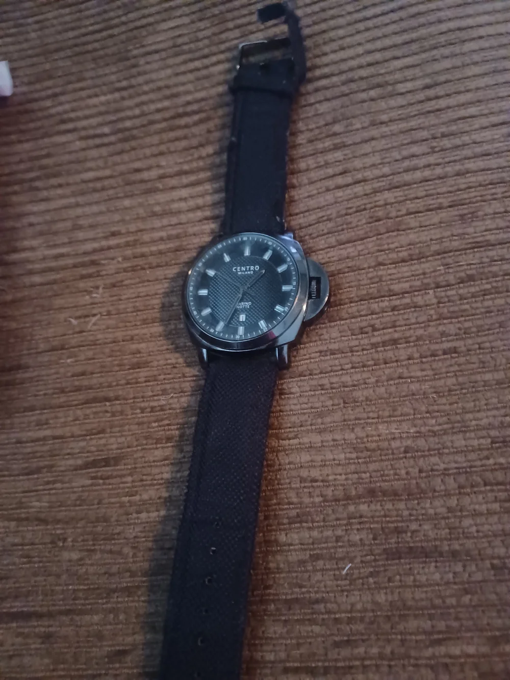 Centro Black Men's Wristwatch with Fabric Strap